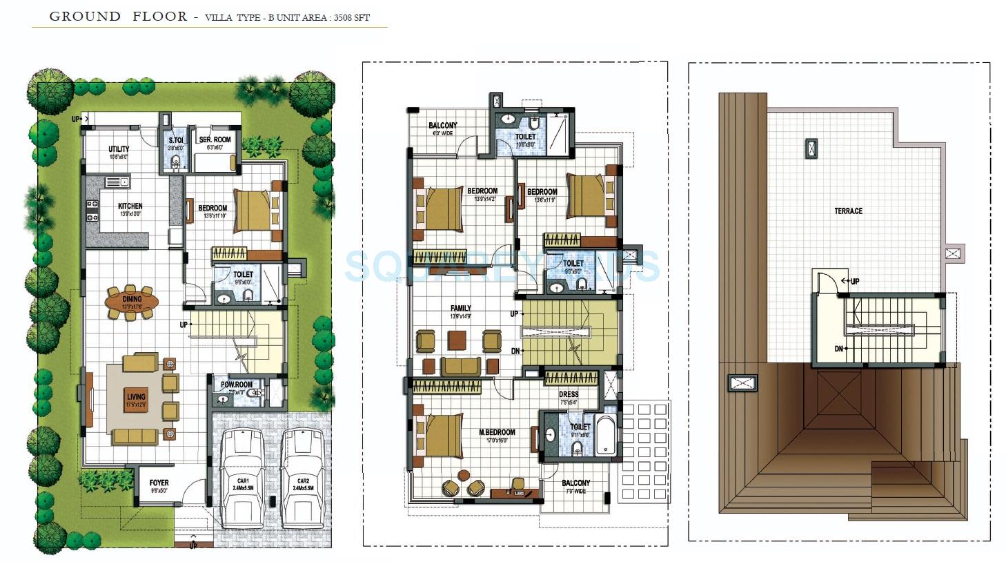 Floor plan of 4 BHK 3508 Sq. Ft. Villa in Prestige Summer Fields, Bangalore