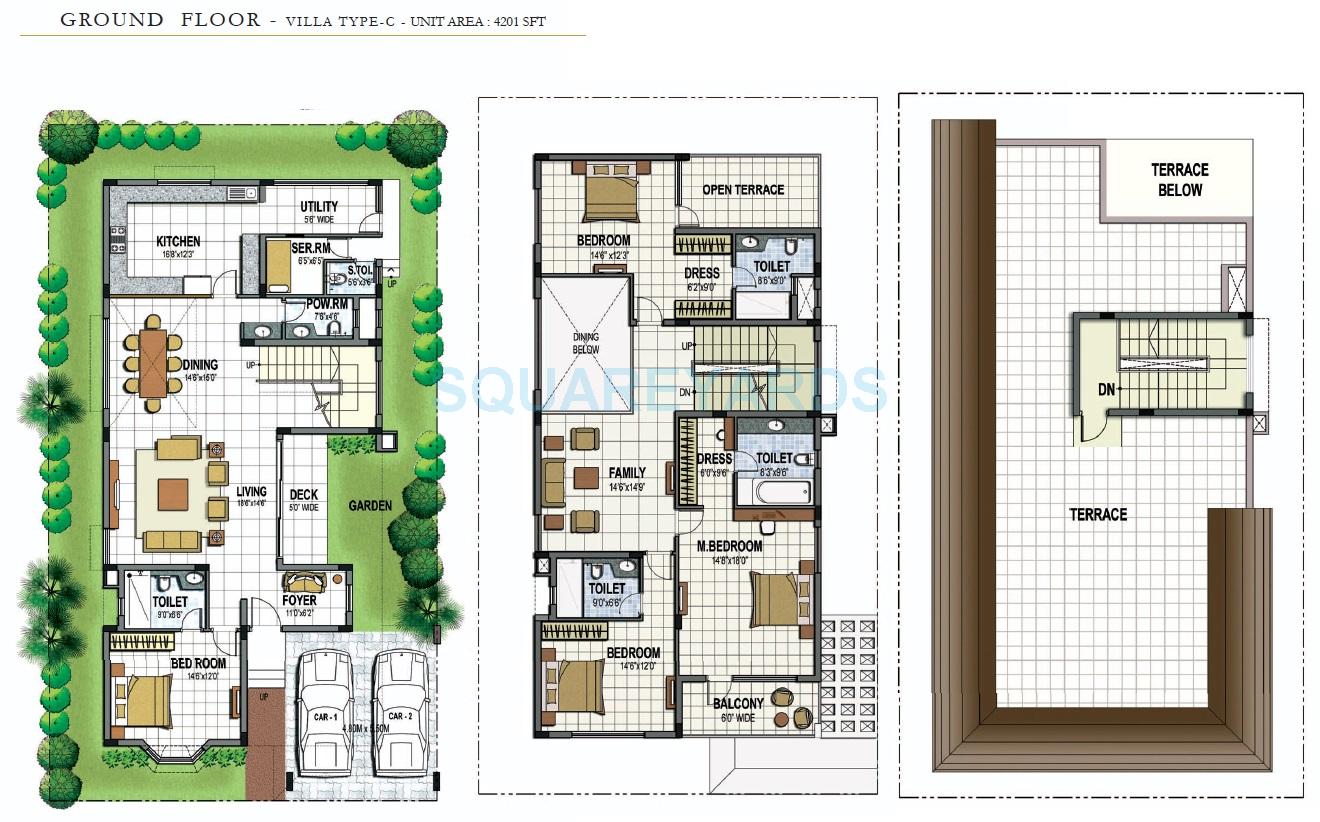 Floor plan of 4 BHK 4201 Sq. Ft. Villa in Prestige Summer Fields, Bangalore