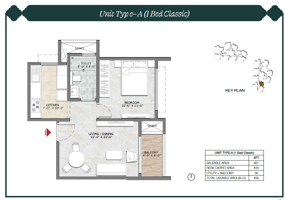 1 BHK 661 Sq. Ft. Apartment in Prestige Suncrest