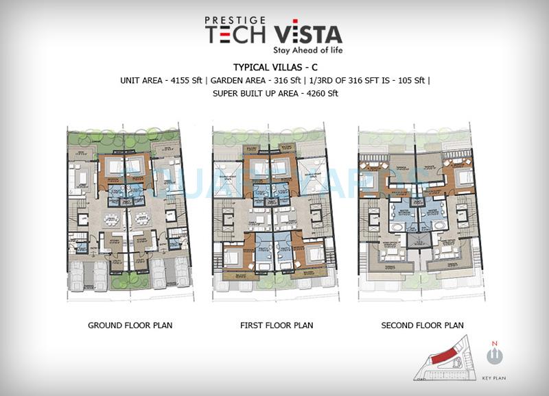 Floor plan of 4 BHK 4260 Sq. Ft. Villa in Prestige Tech Vista, Bangalore