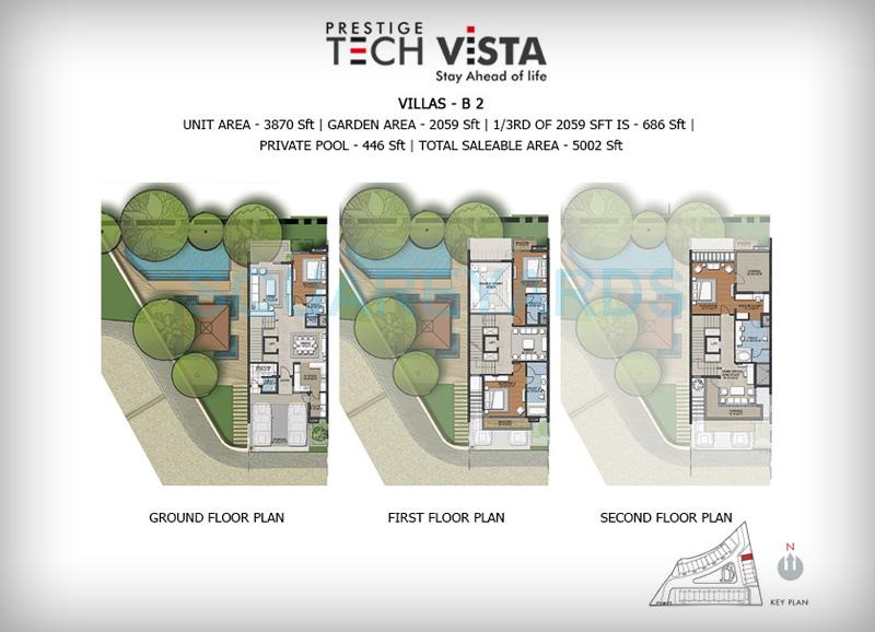 Floor plan of 4 BHK 5002 Sq. Ft. Villa in Prestige Tech Vista, Bangalore