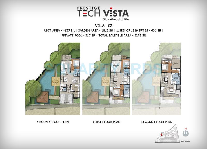 Floor plan of 4 BHK 5278 Sq. Ft. Villa in Prestige Tech Vista, Bangalore