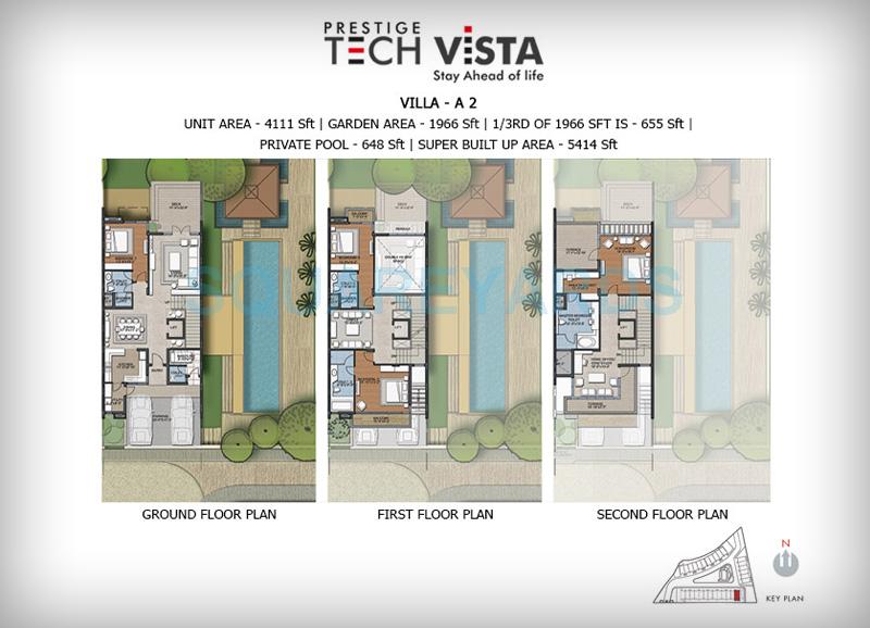 Floor plan of 4 BHK 5414 Sq. Ft. Villa in Prestige Tech Vista, Bangalore