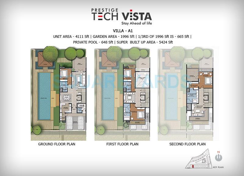 Floor plan of 4 BHK 5424 Sq. Ft. Villa in Prestige Tech Vista, Bangalore