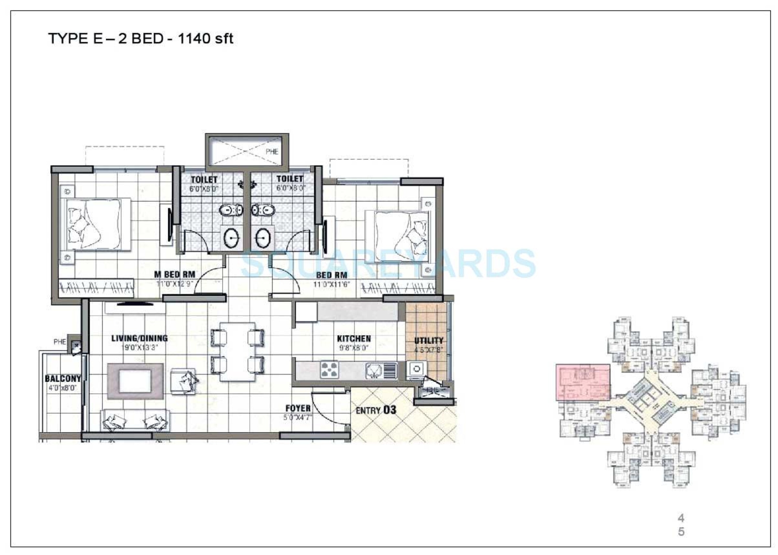 prestige tranquility apartment 2bhk 1140sqft 1