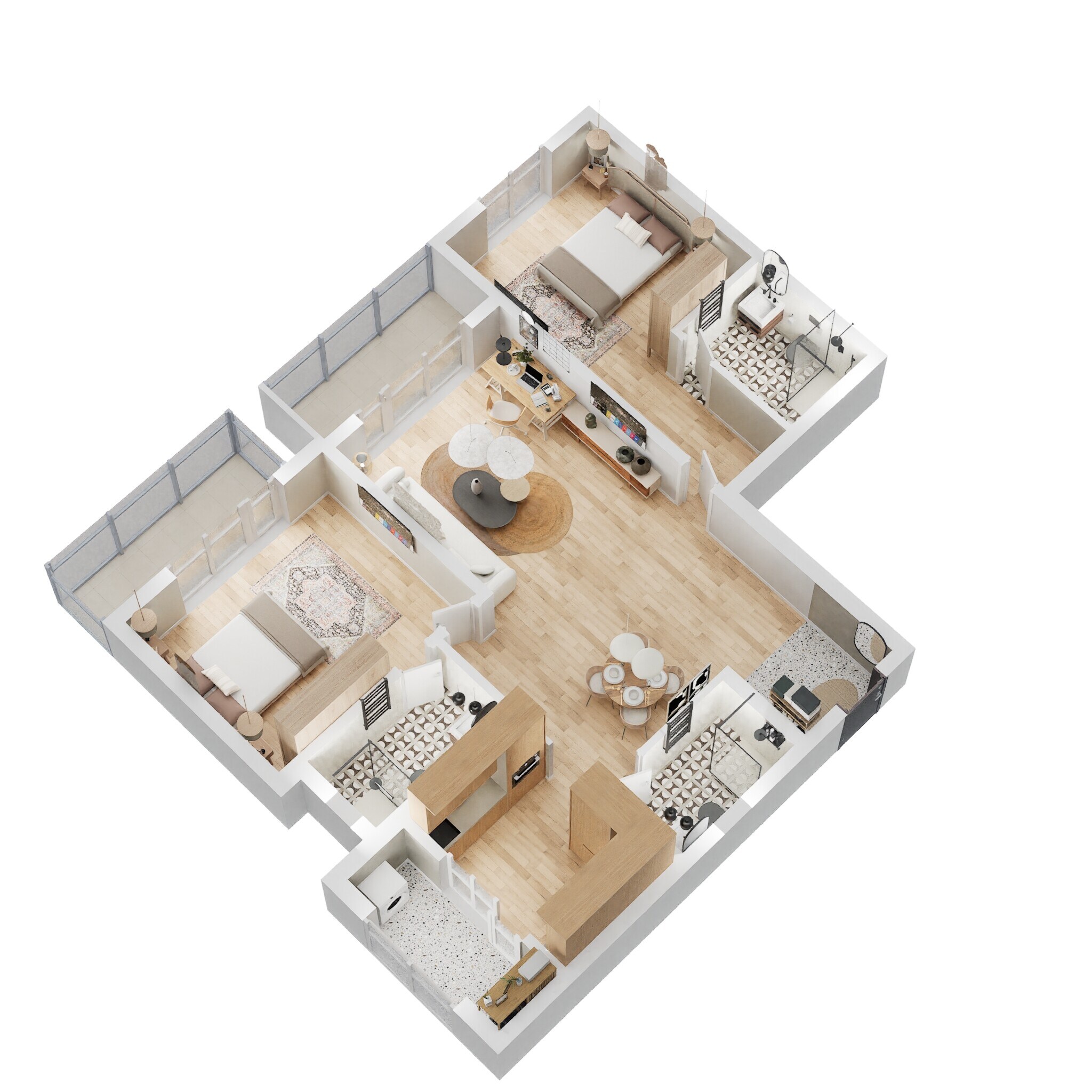Floor plan of 2 BHK 1515 Sq. Ft. Apartment in Prestige Waterford, Bangalore