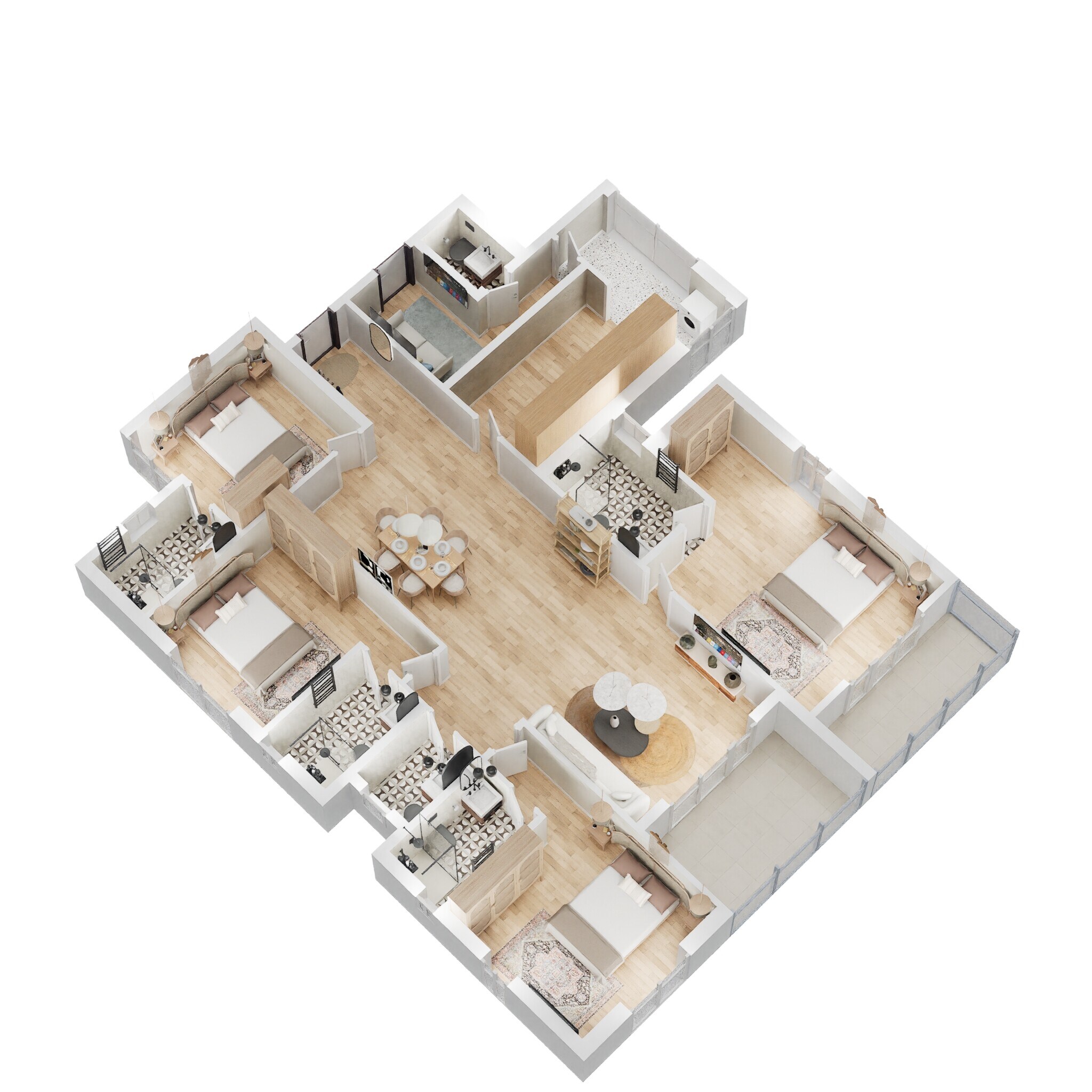 Floor plan of 4 BHK 2555 Sq. Ft. Apartment in Prestige Waterford, Bangalore