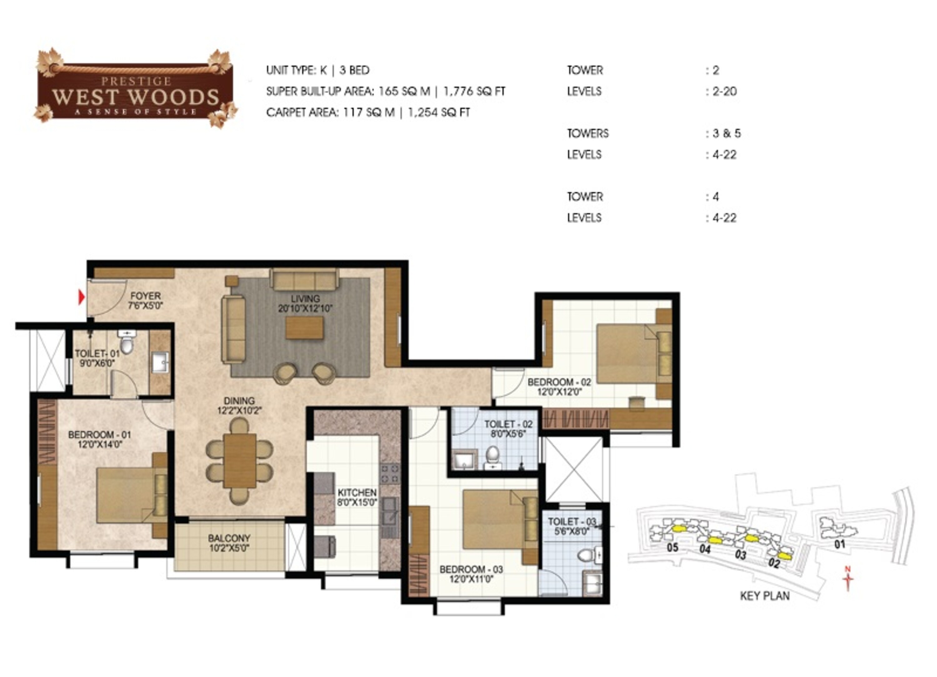 prestige west woods apartment 3 bhk 1776sqft 20205222165257