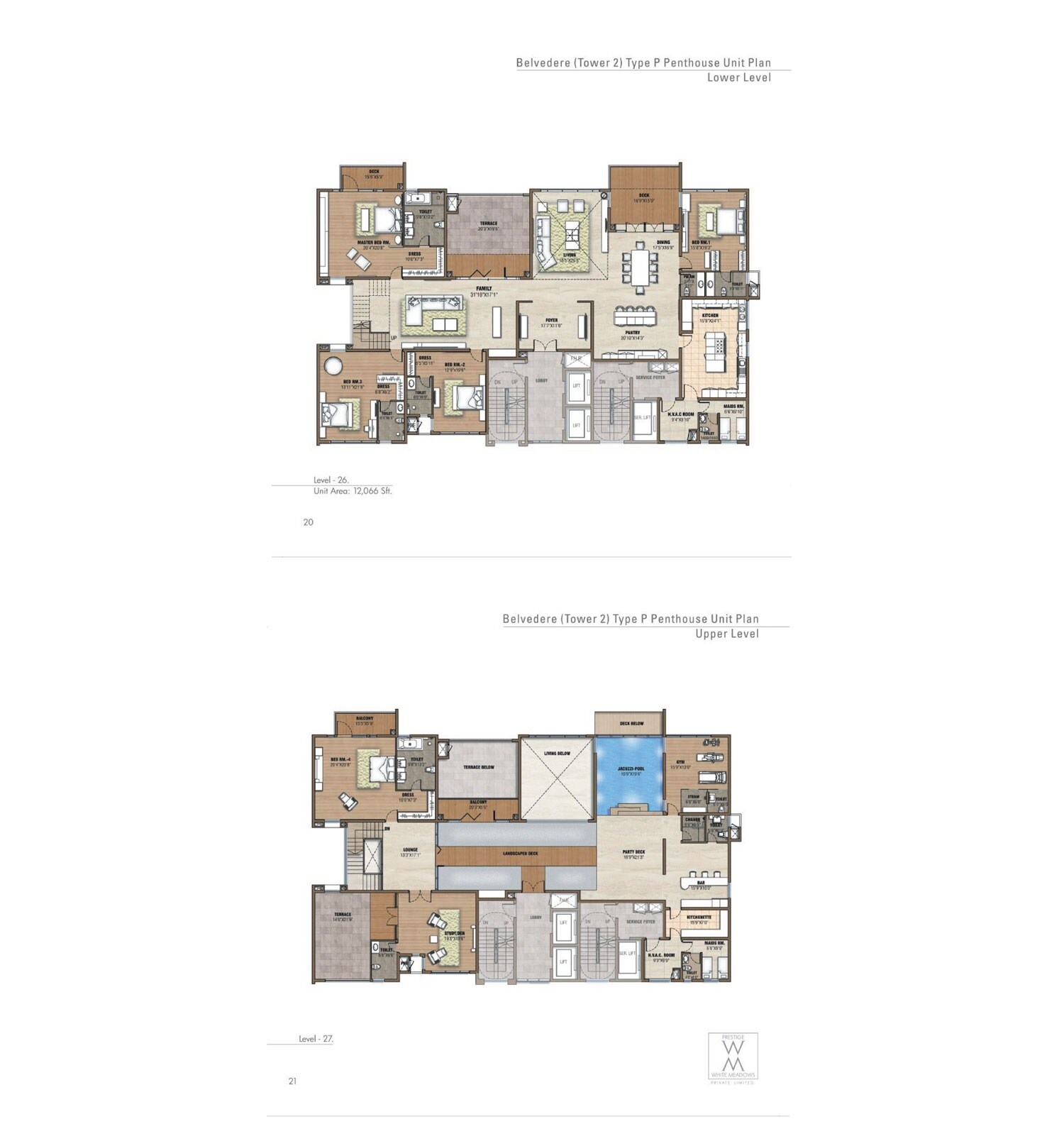 Floor plan of 5 BHK 12066 Sq. Ft. Villa in Prestige White Meadows, Bangalore