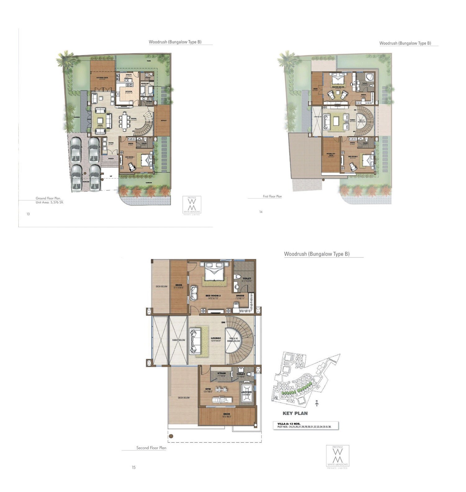 Floor plan of 4 BHK 5576 Sq. Ft. Villa in Prestige White Meadows, Bangalore