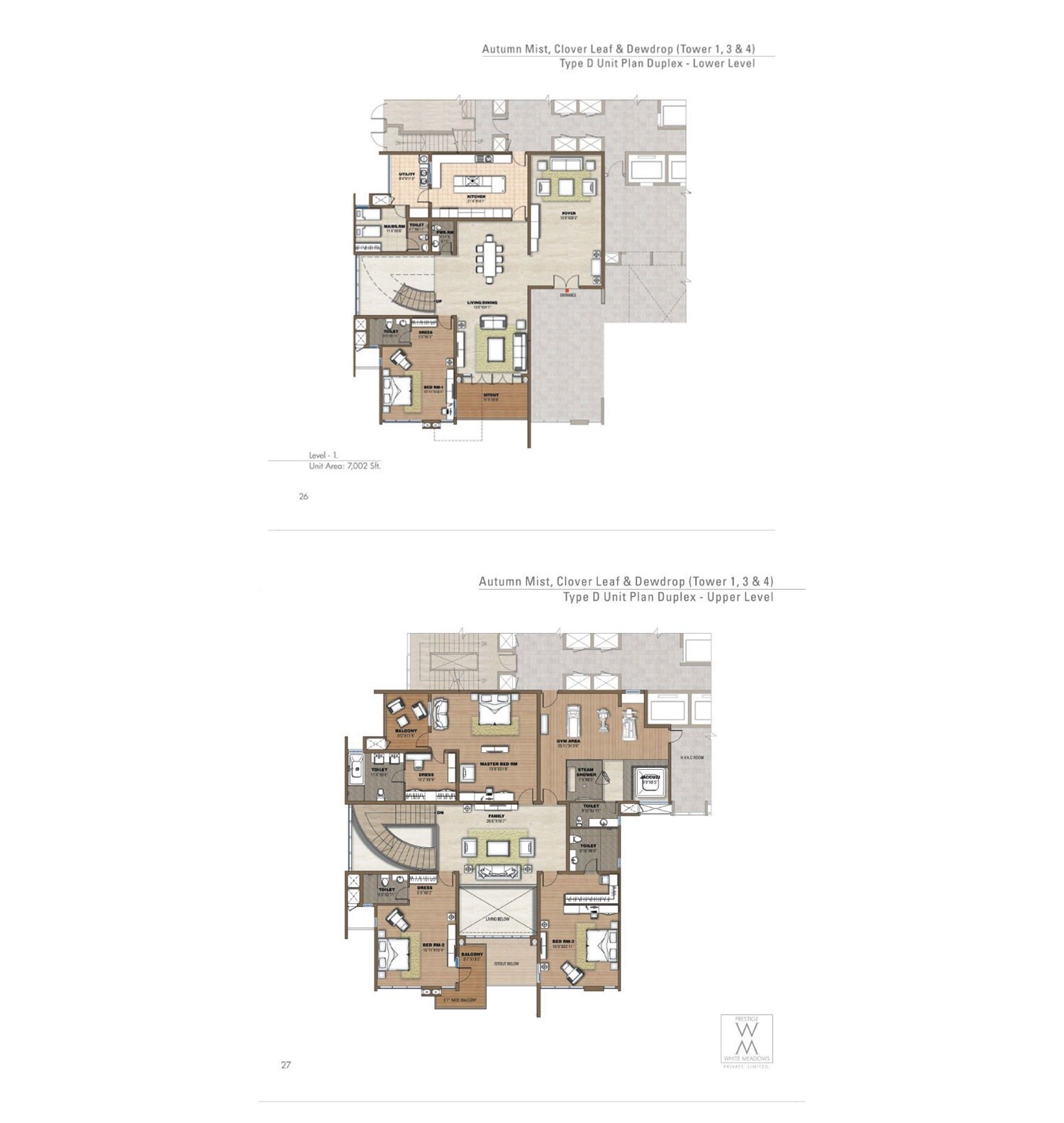 Floor plan of 4 BHK 7002 Sq. Ft. Villa in Prestige White Meadows, Bangalore