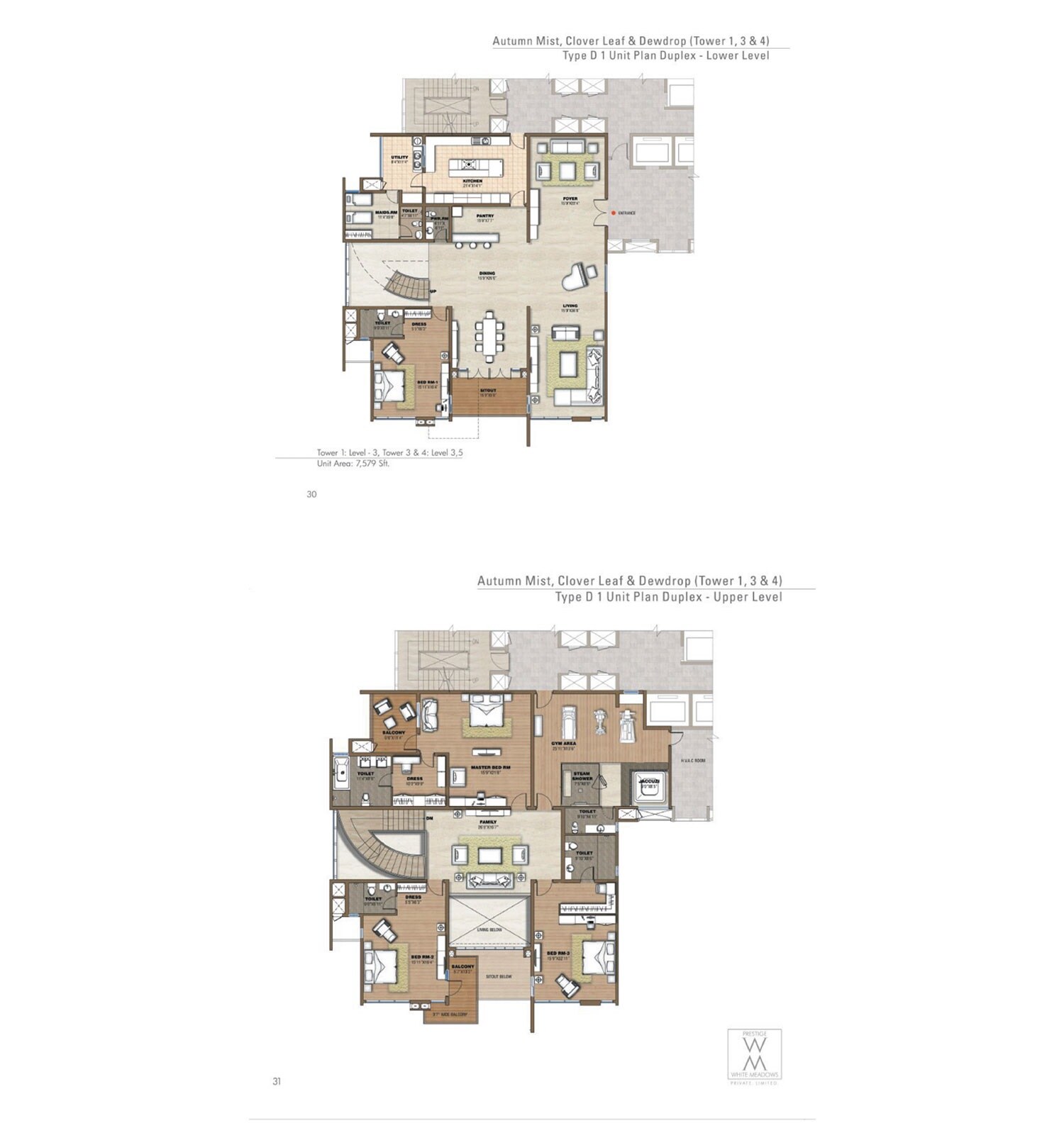 Floor plan of 4 BHK 7579 Sq. Ft. Villa in Prestige White Meadows, Bangalore