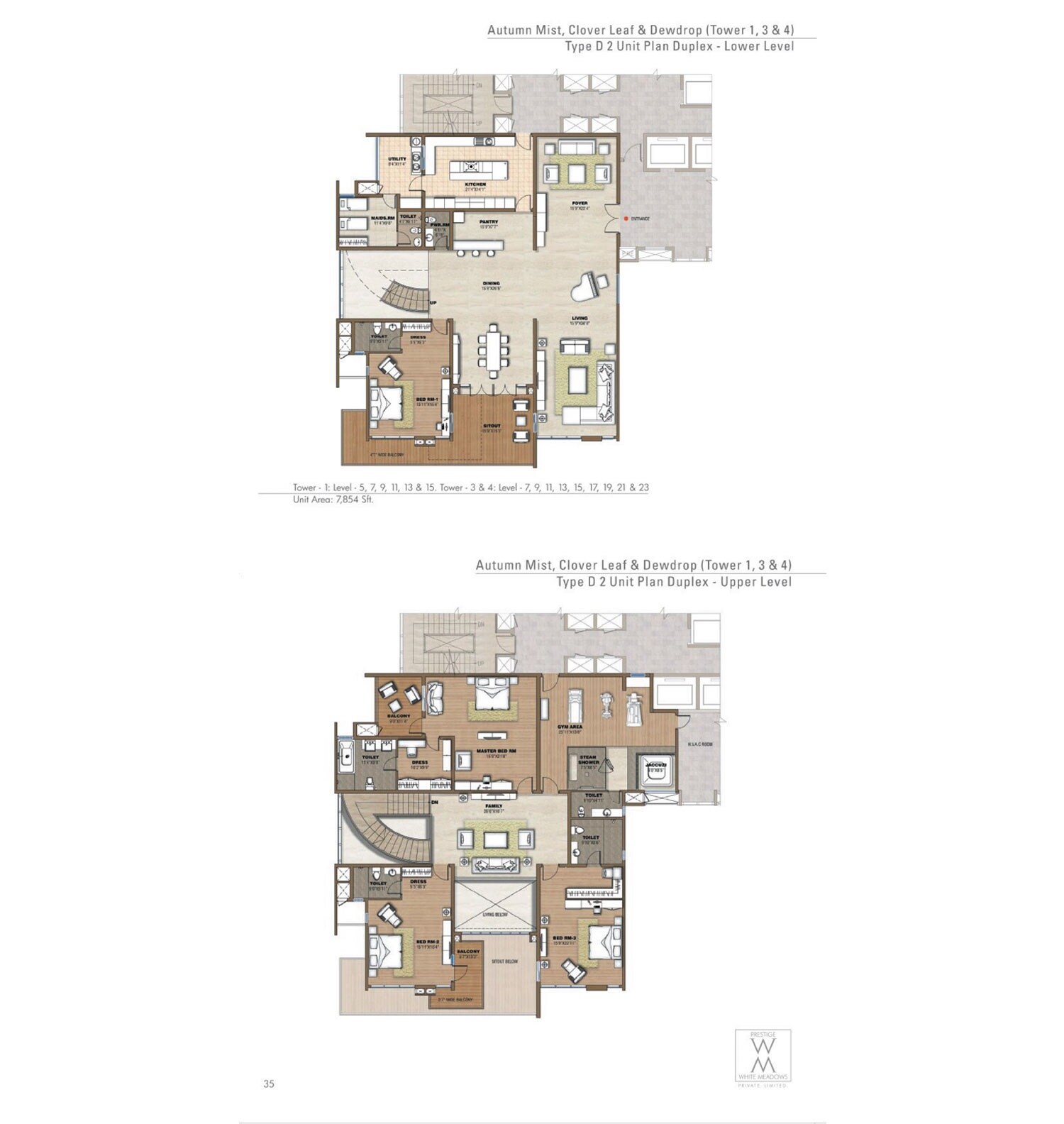 Floor plan of 4 BHK 7854 Sq. Ft. Villa in Prestige White Meadows, Bangalore