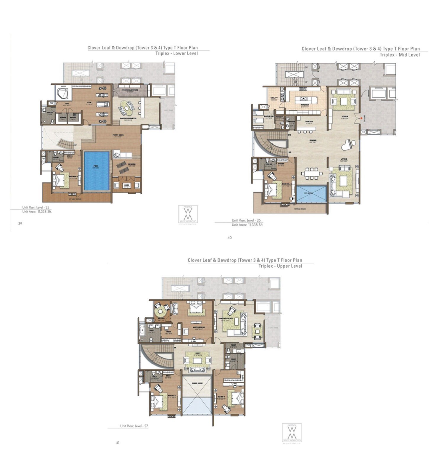 Floor plan of 5 BHK 11388 Sq. Ft. Villa in Prestige White Meadows, Bangalore