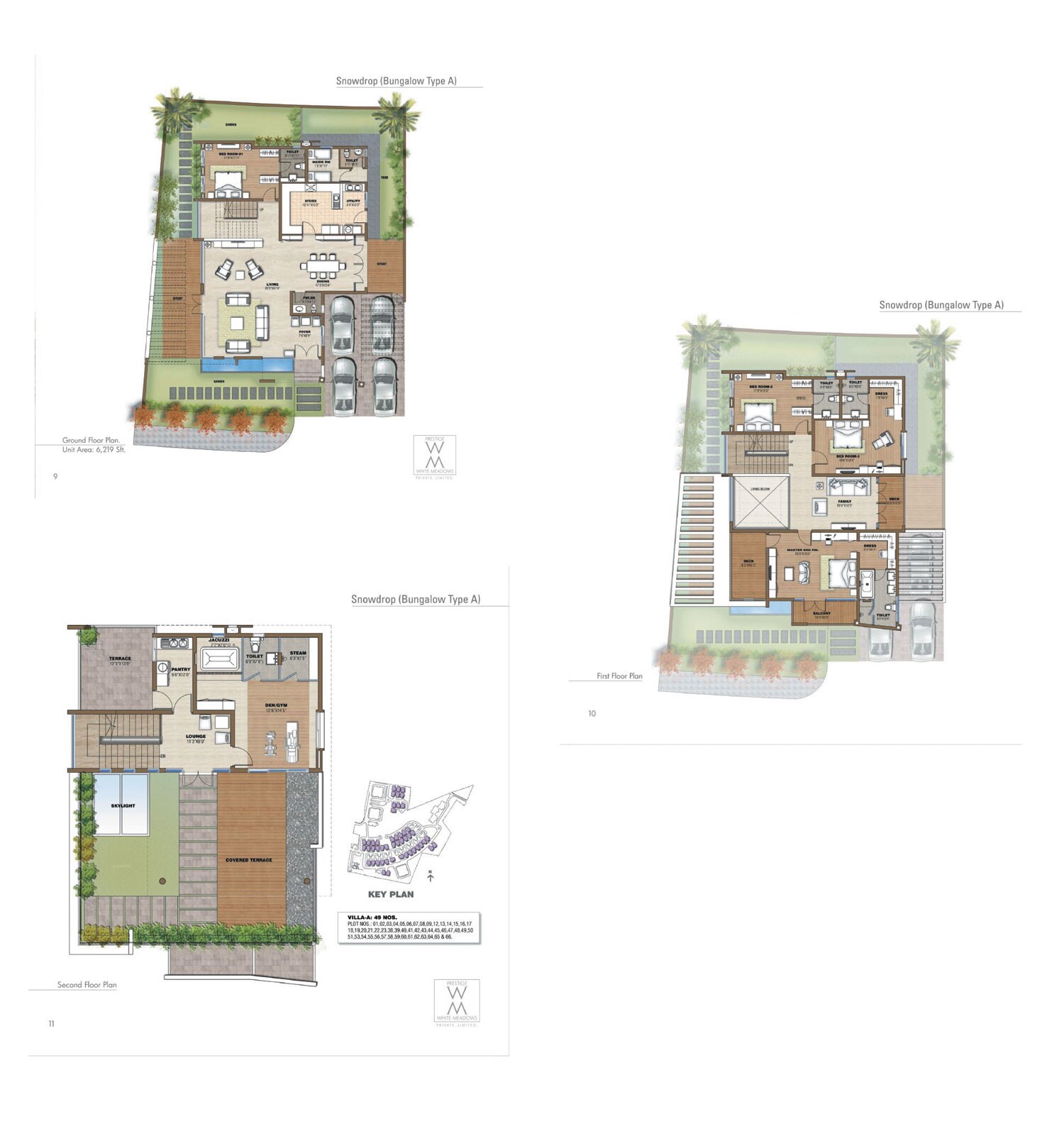 Floor plan of 4 BHK 6219 Sq. Ft. Villa in Prestige White Meadows Villas, Bangalore