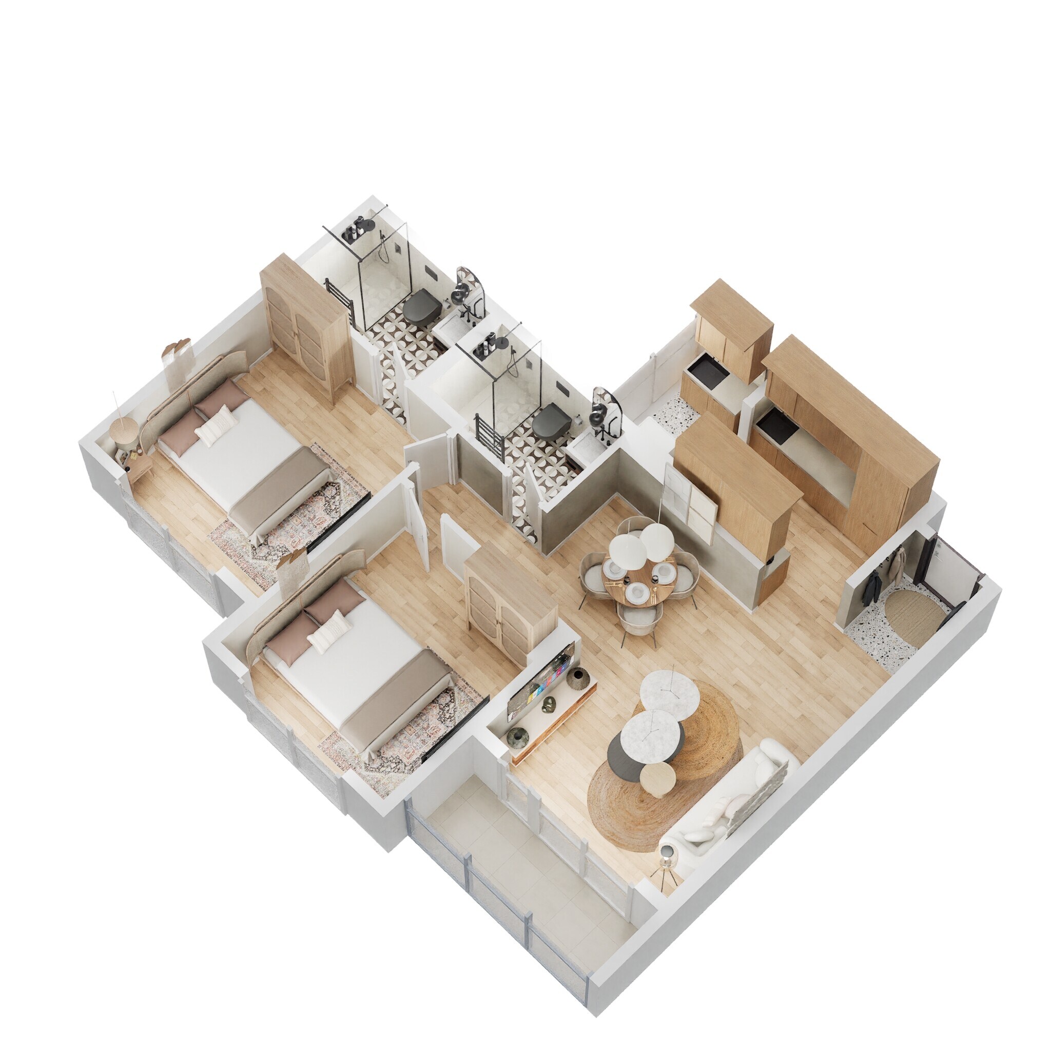 Floor plan of 2 BHK 1050 Sq. Ft. Apartment in Pride Altius, Bangalore