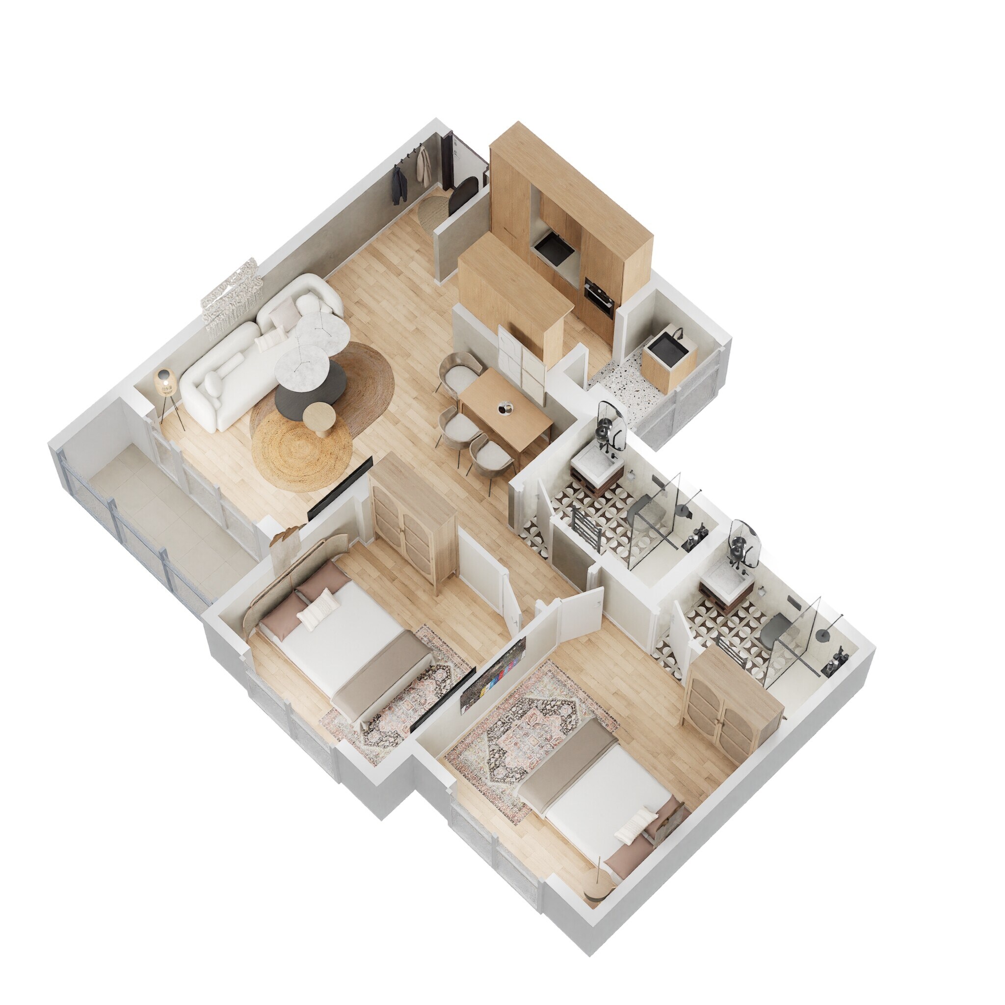 Floor plan of 3 BHK 1414 Sq. Ft. Apartment in Pride Altius, Bangalore
