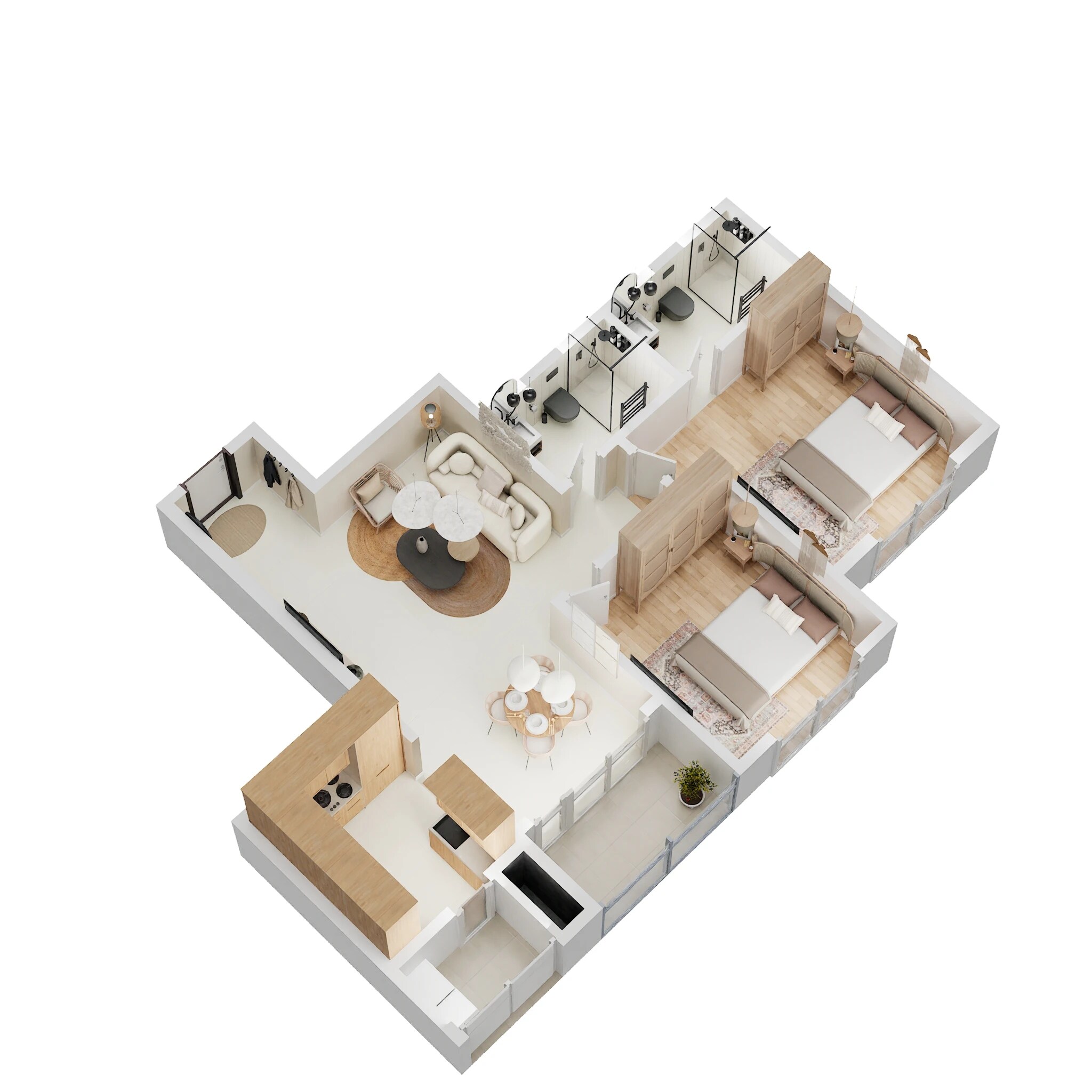 Floor plan of 2 BHK 1131 Sq. Ft. Apartment in Pride Euphora, Bangalore