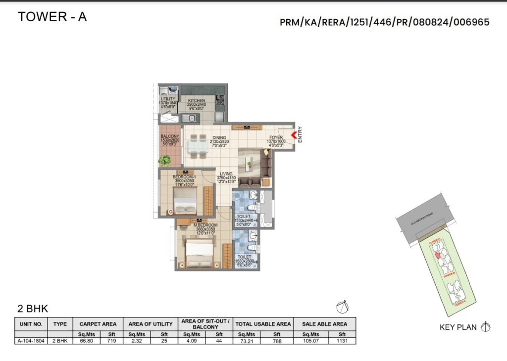 2 BHK 1131 Sq. Ft. Apartment in Pride Euphora