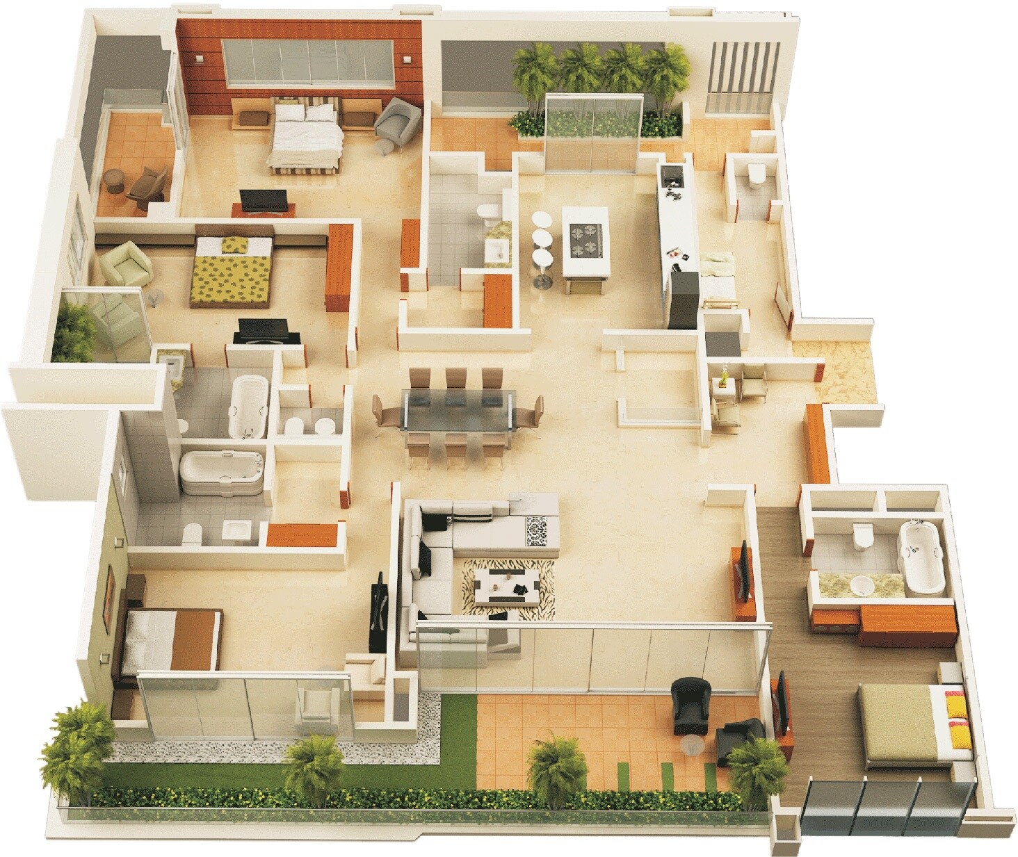 Floor plan of 4 BHK 3526 Sq. Ft. Apartment in Pride Picassa, Bangalore