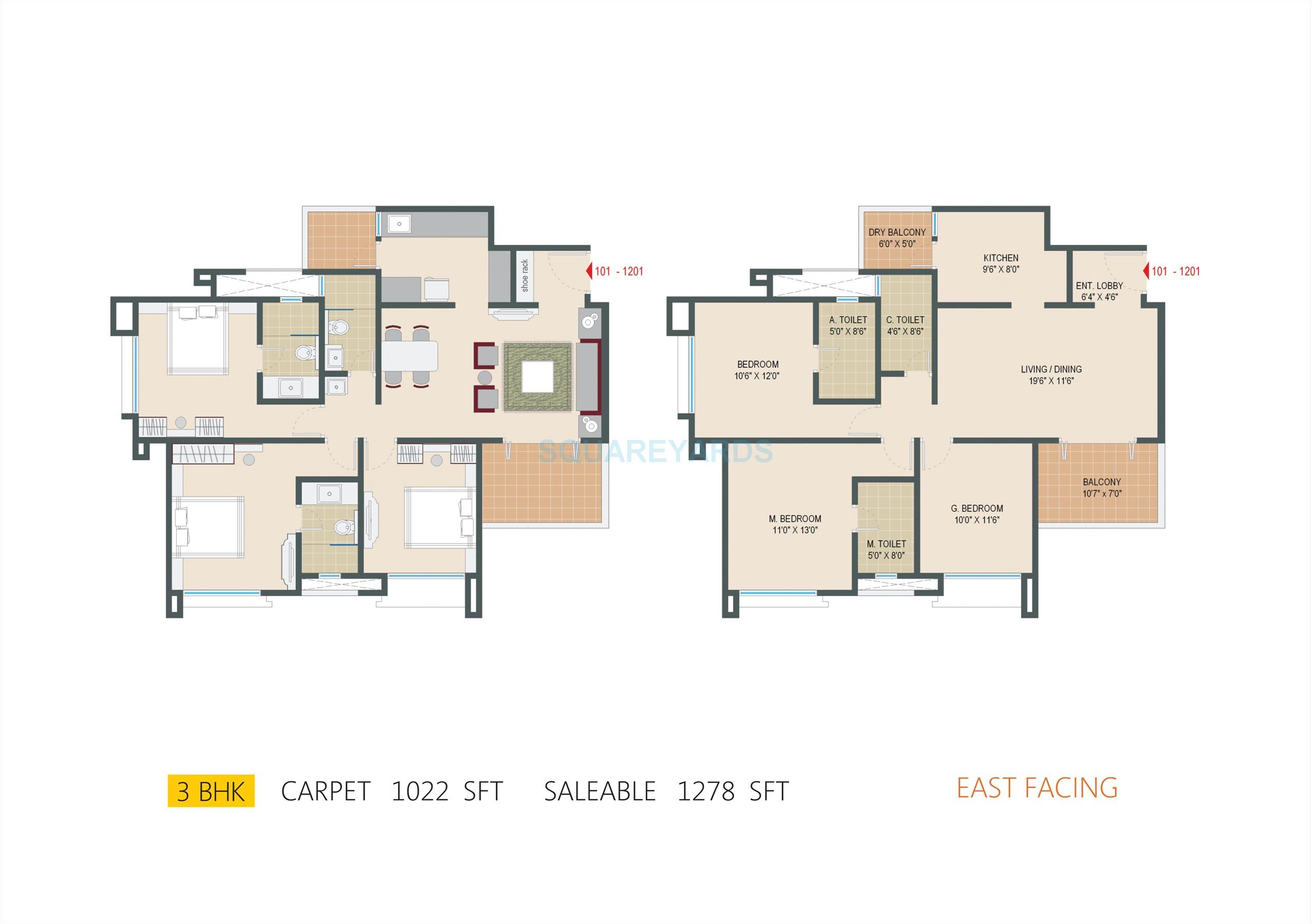 3 BHK 1278 Sq. Ft. Apartment