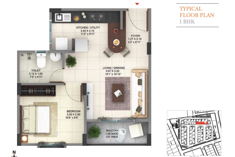 1 BHK 572 Sq. Ft. Apartment in Pride Sunrise