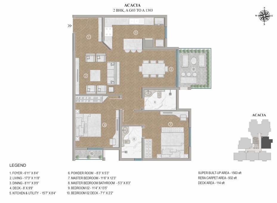 Floor plan of 2 BHK 1563 Sq. Ft. Apartment in Prime Centreo, Bangalore