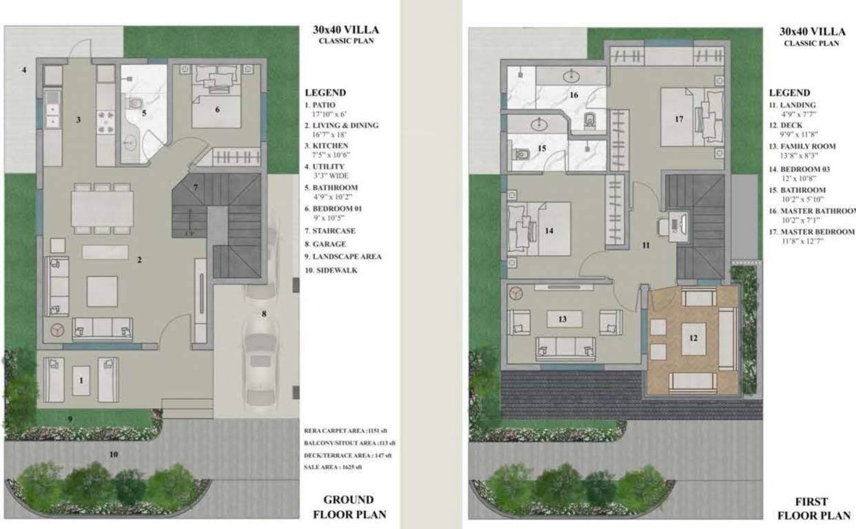 Floor plan of 3 BHK 1625 Sq. Ft. Villa in Prime One Beverly Woods, Bangalore