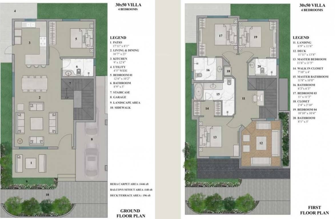 Floor plan of 4 BHK 2045 Sq. Ft. Villa in Prime One Beverly Woods, Bangalore