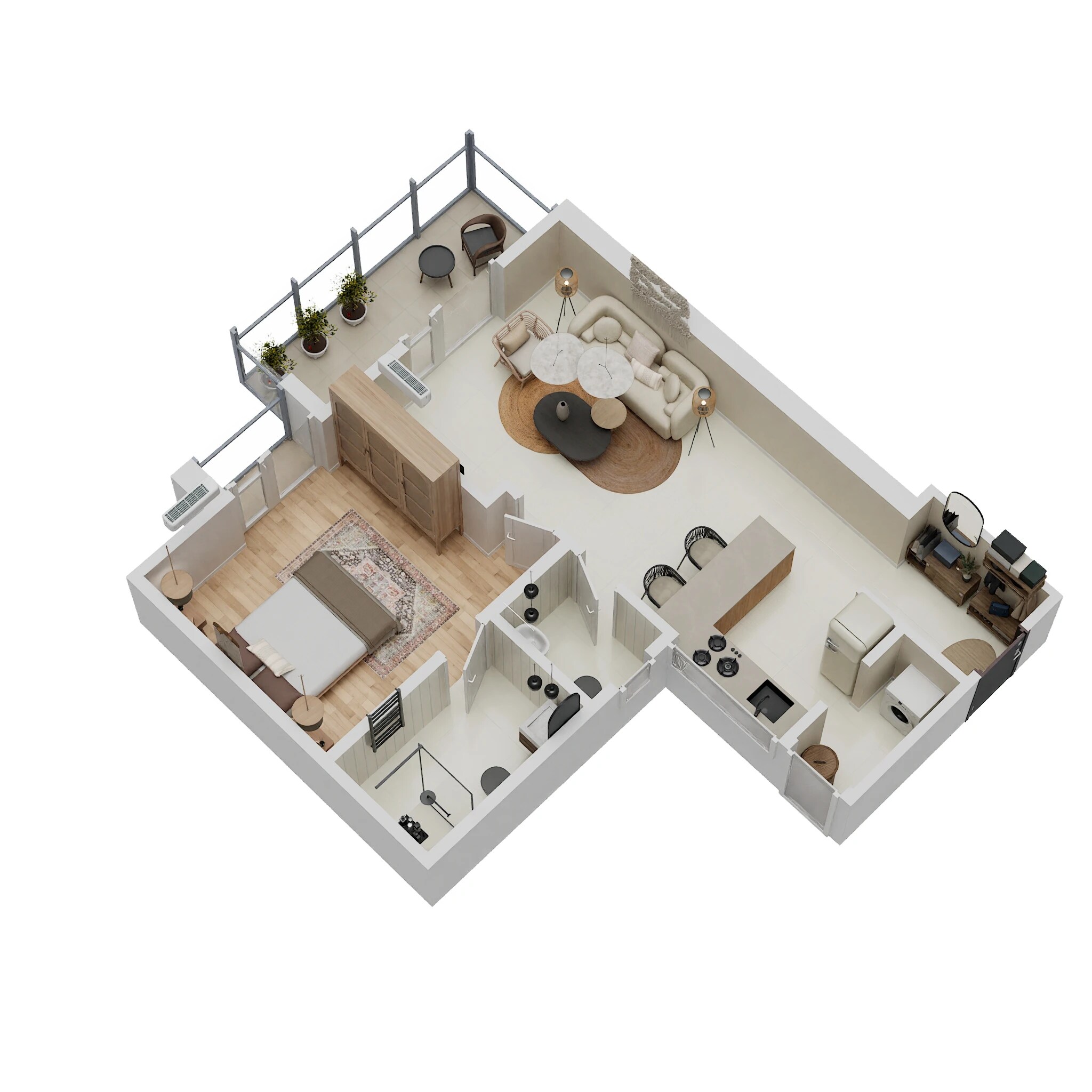 Floor plan of 1 BHK 890 Sq. Ft. Apartment in Primus Sangama, Bangalore
