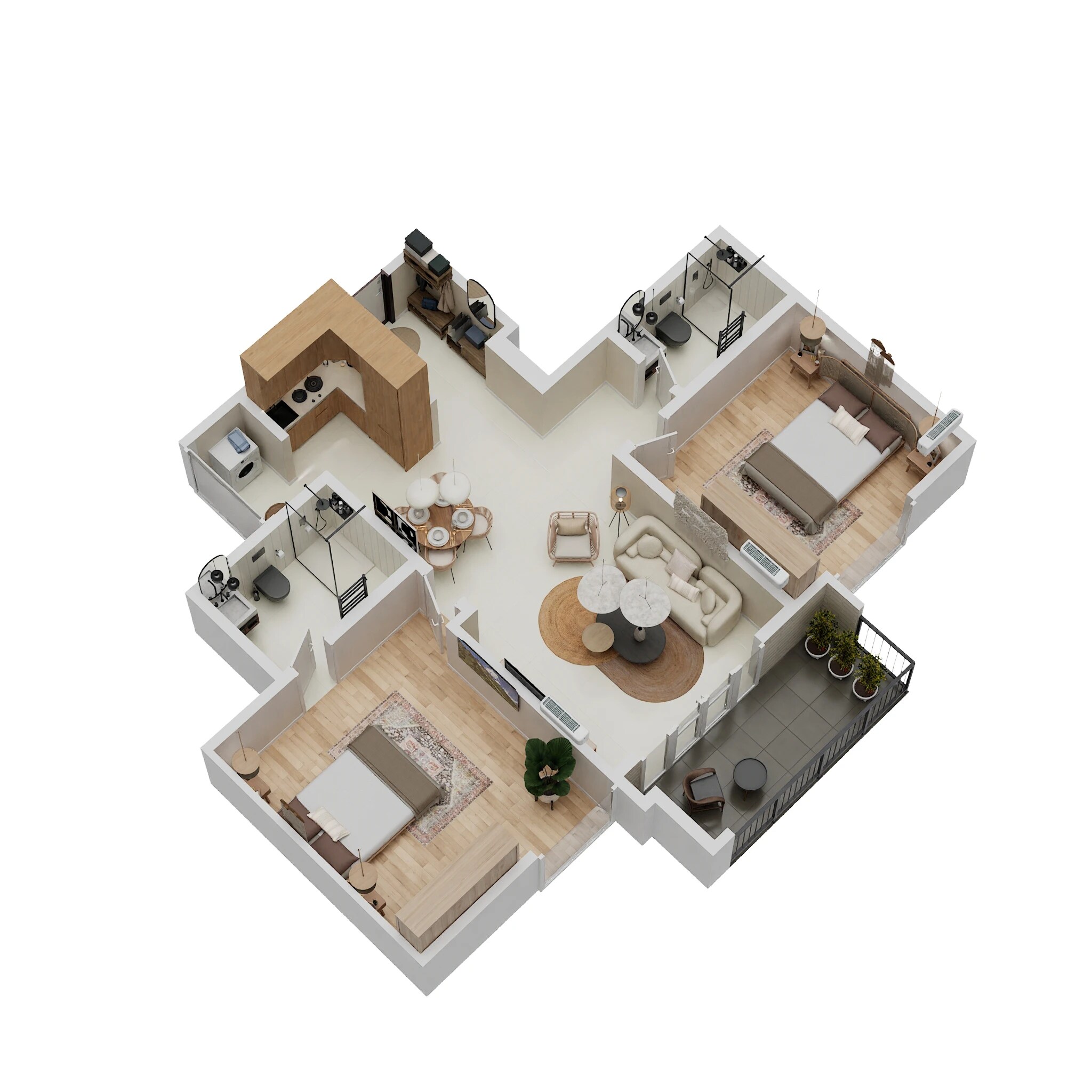 Floor plan of 2 BHK 1185 Sq. Ft. Apartment in Primus Sangama, Bangalore