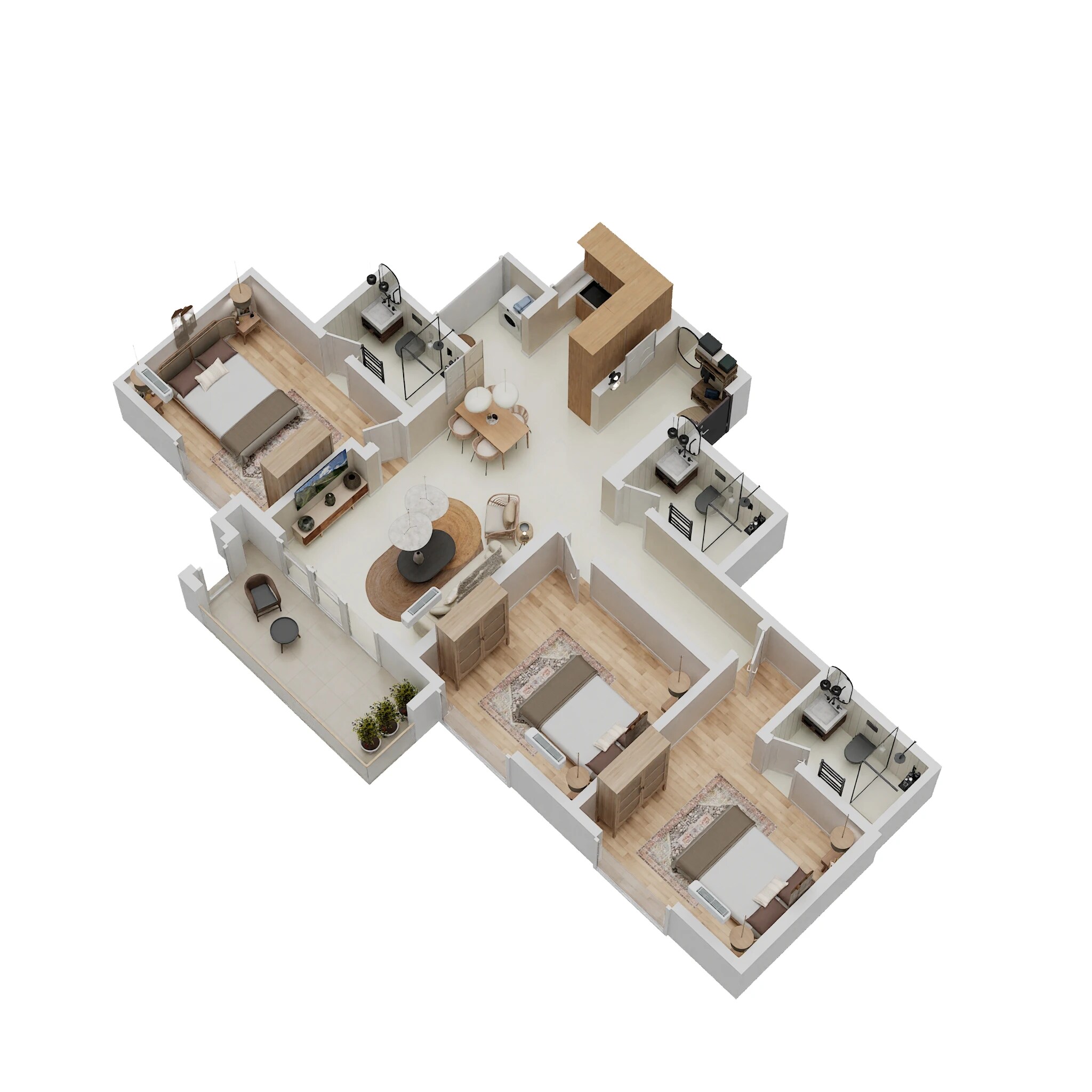 Floor plan of 3 BHK 1481 Sq. Ft. Apartment in Primus Sangama, Bangalore