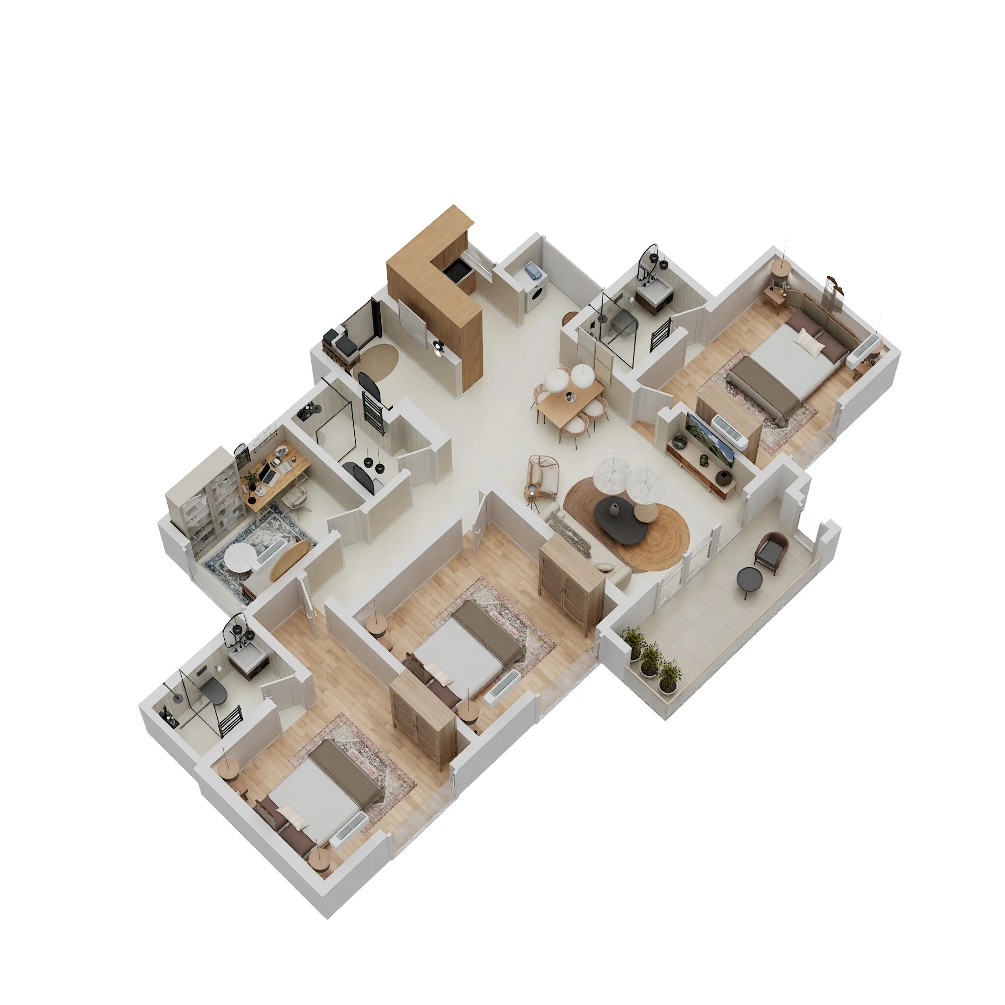 Floor plan of 3 BHK 1633 Sq. Ft. Apartment in Primus Sangama, Bangalore