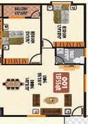 Floor plan of 2 BHK 1015 Sq. Ft. Apartment in Pristine Srikrishna, Bangalore