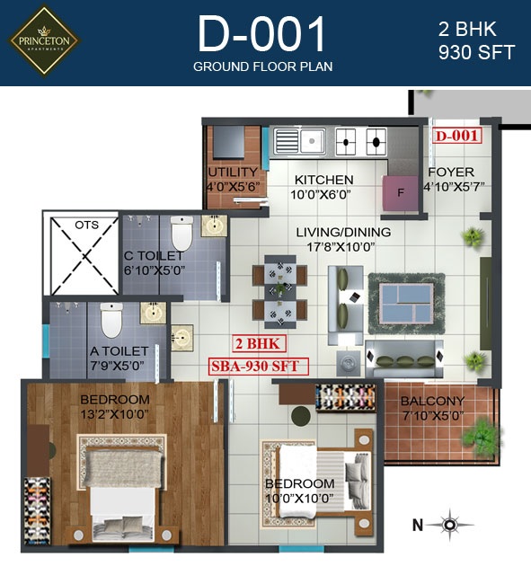 2 BHK 930 Sq. Ft. Apartment in Prospect Princeton