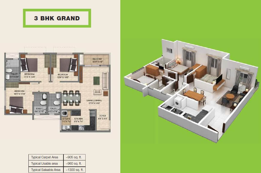 provident central park apartment 3bhk 905sqft 1