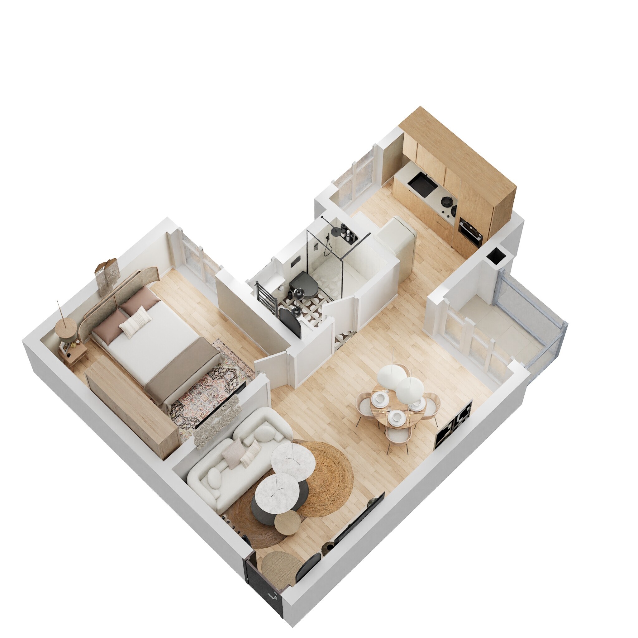 1 BHK 631 Sq. Ft. Apartment