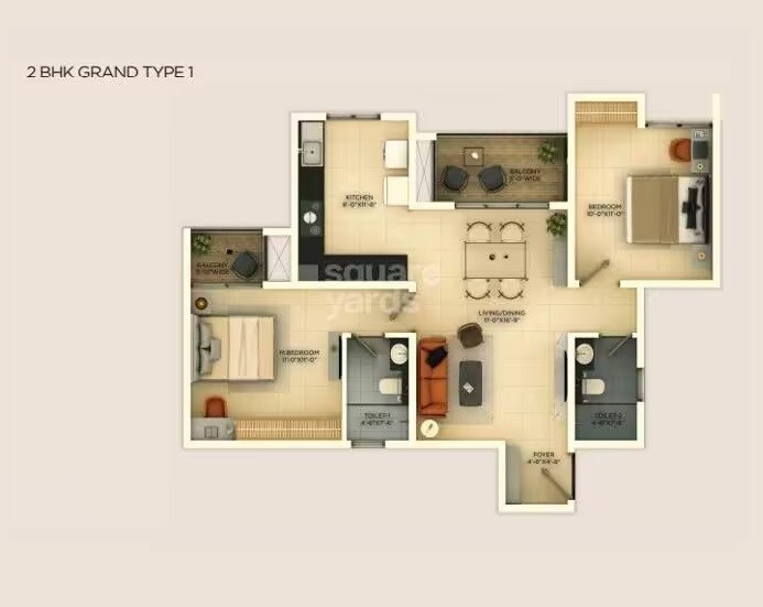 Other, provident-ecopolitan 2 Bedroom 1057 Sq.Ft. Apartment In Marenahalli Bangalore 9608495