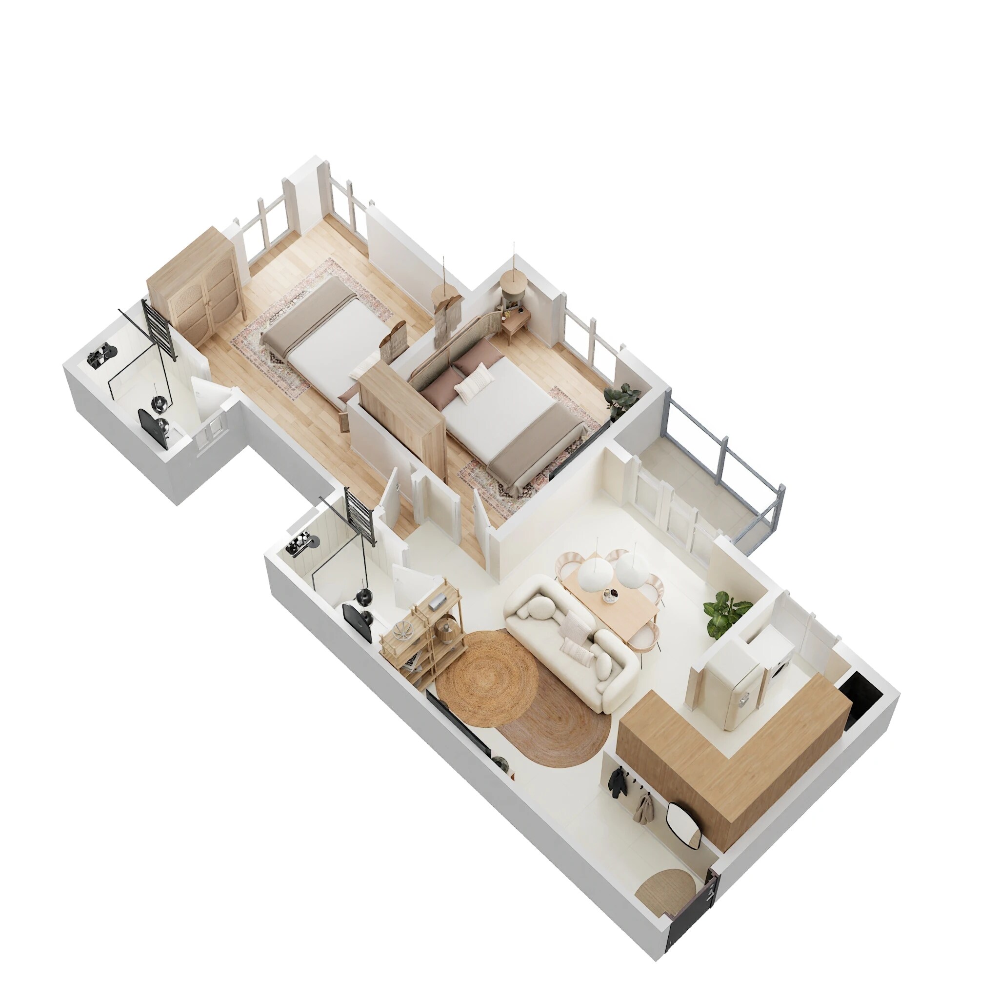 2 BHK 883 Sq. Ft. Apartment