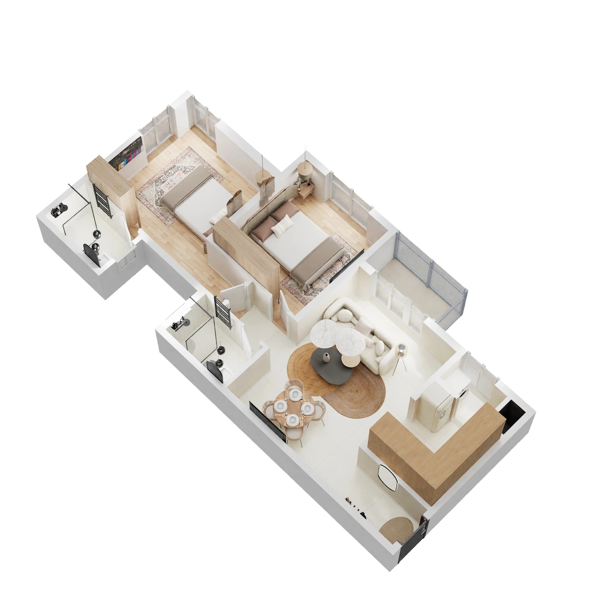 Floor plan of 2 BHK 883 Sq. Ft. Apartment in Provident Equinox, Bangalore