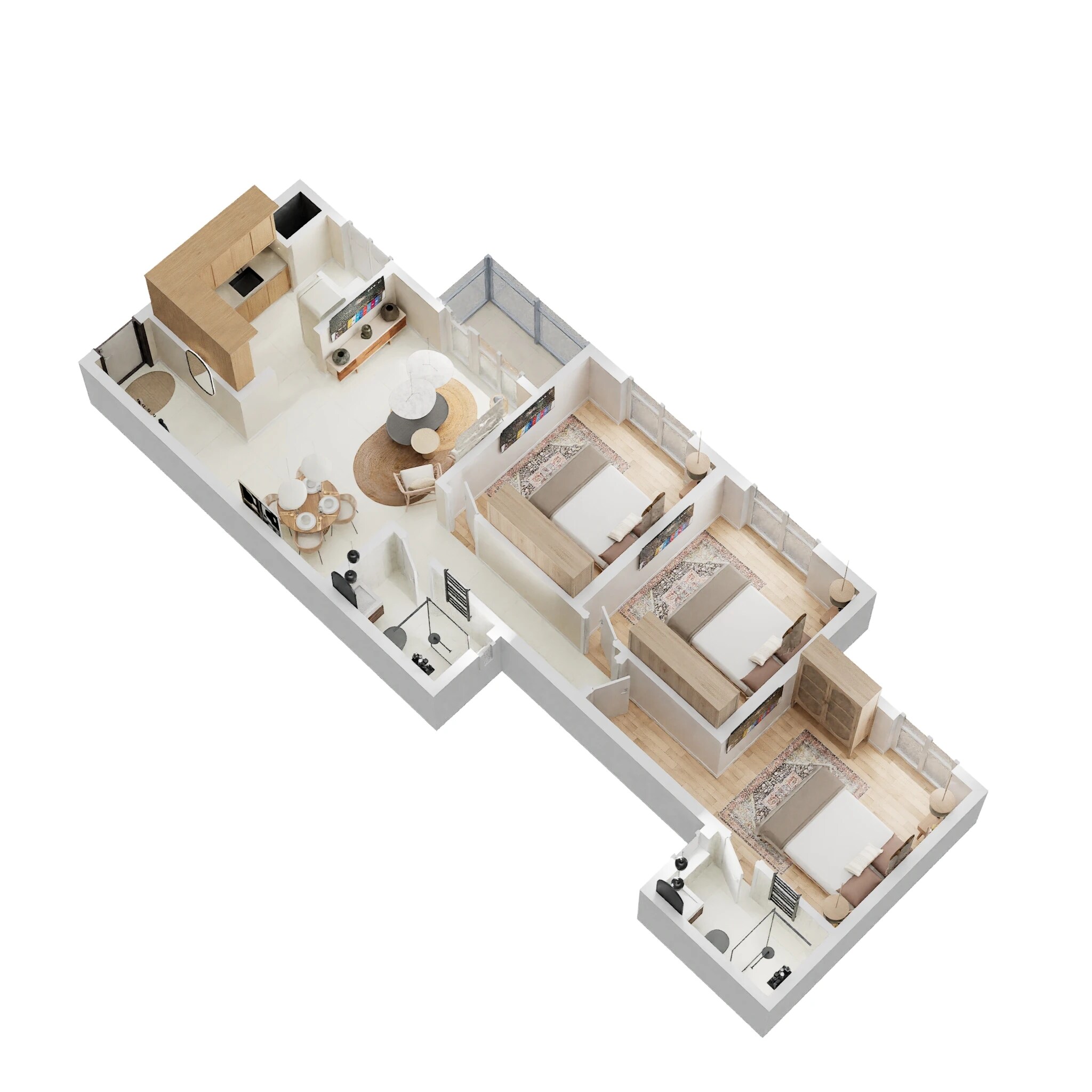 Floor plan of 3 BHK 1082 Sq. Ft. Apartment in Provident Equinox, Bangalore