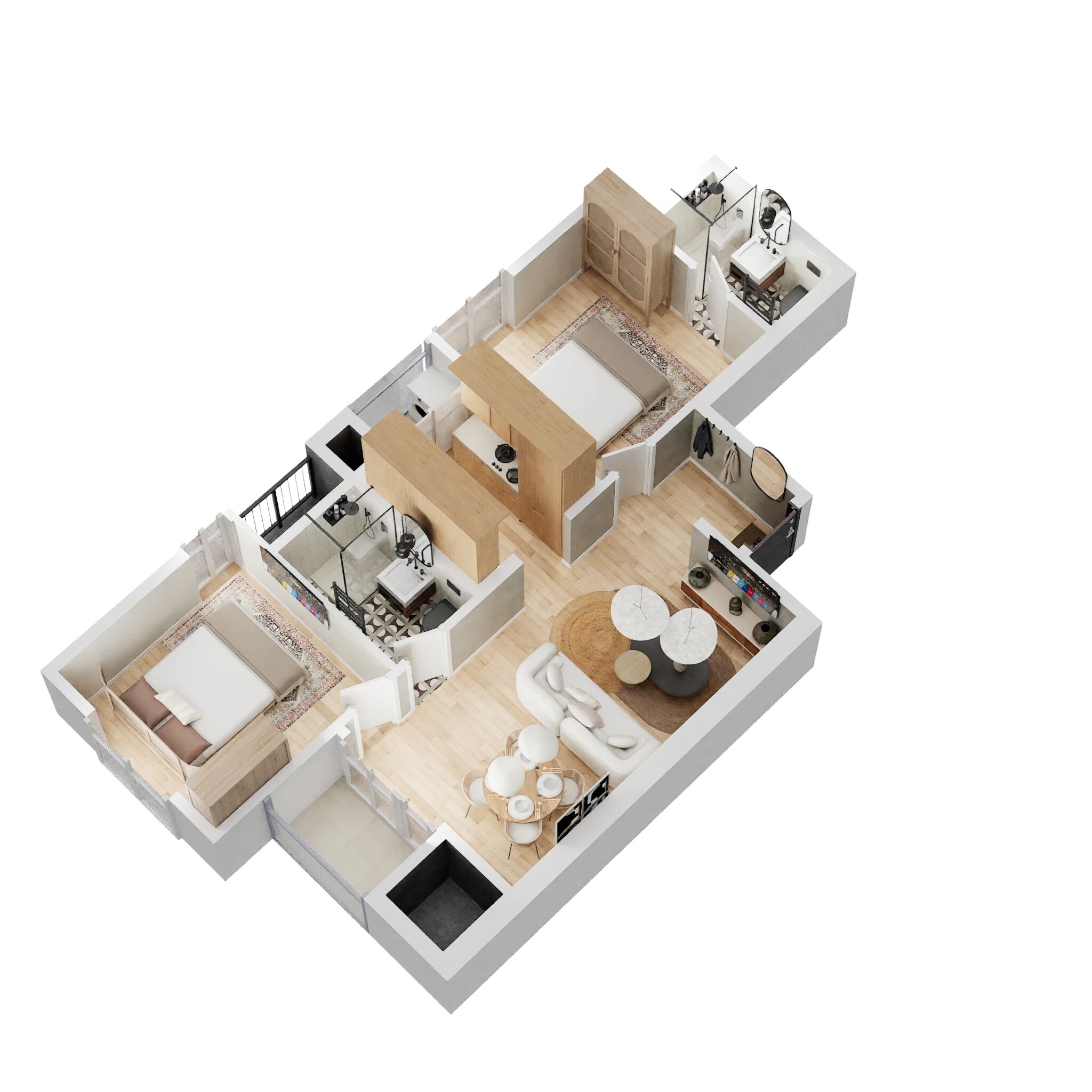 Floor plan of 2 BHK 888 Sq. Ft. Apartment in Provident Neora, Bangalore