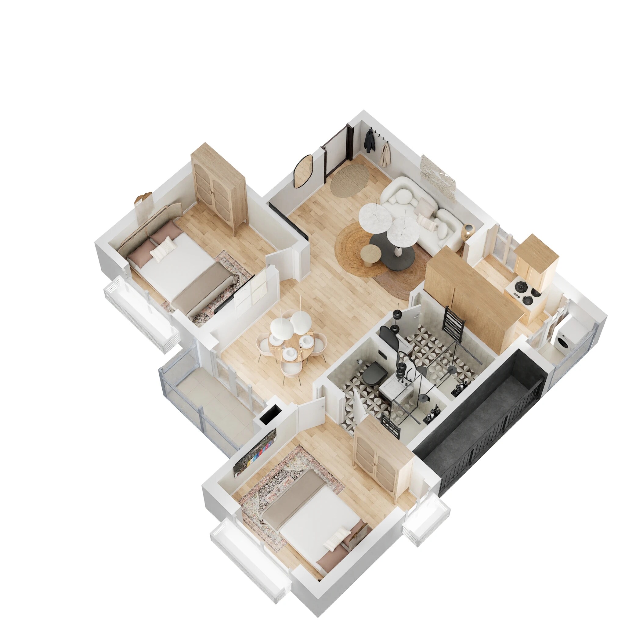 Floor plan of 2 BHK 912 Sq. Ft. Apartment in Provident Neora, Bangalore