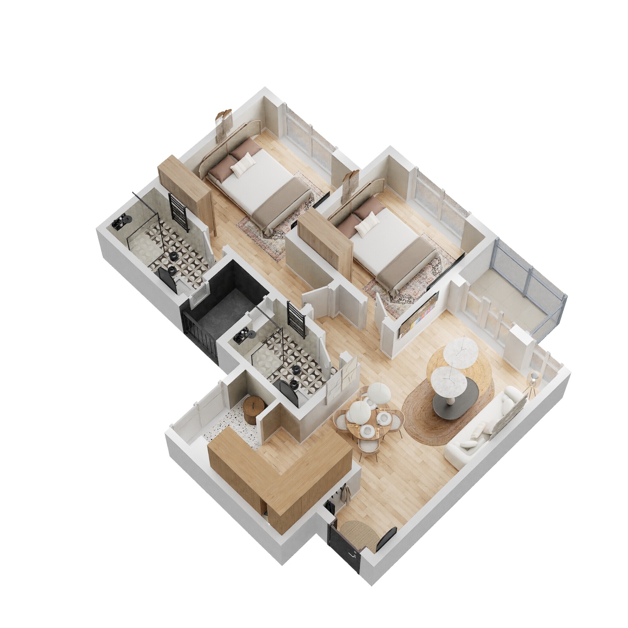 Floor plan of 2 BHK 900 Sq. Ft. Apartment in Provident Park Square, Bangalore