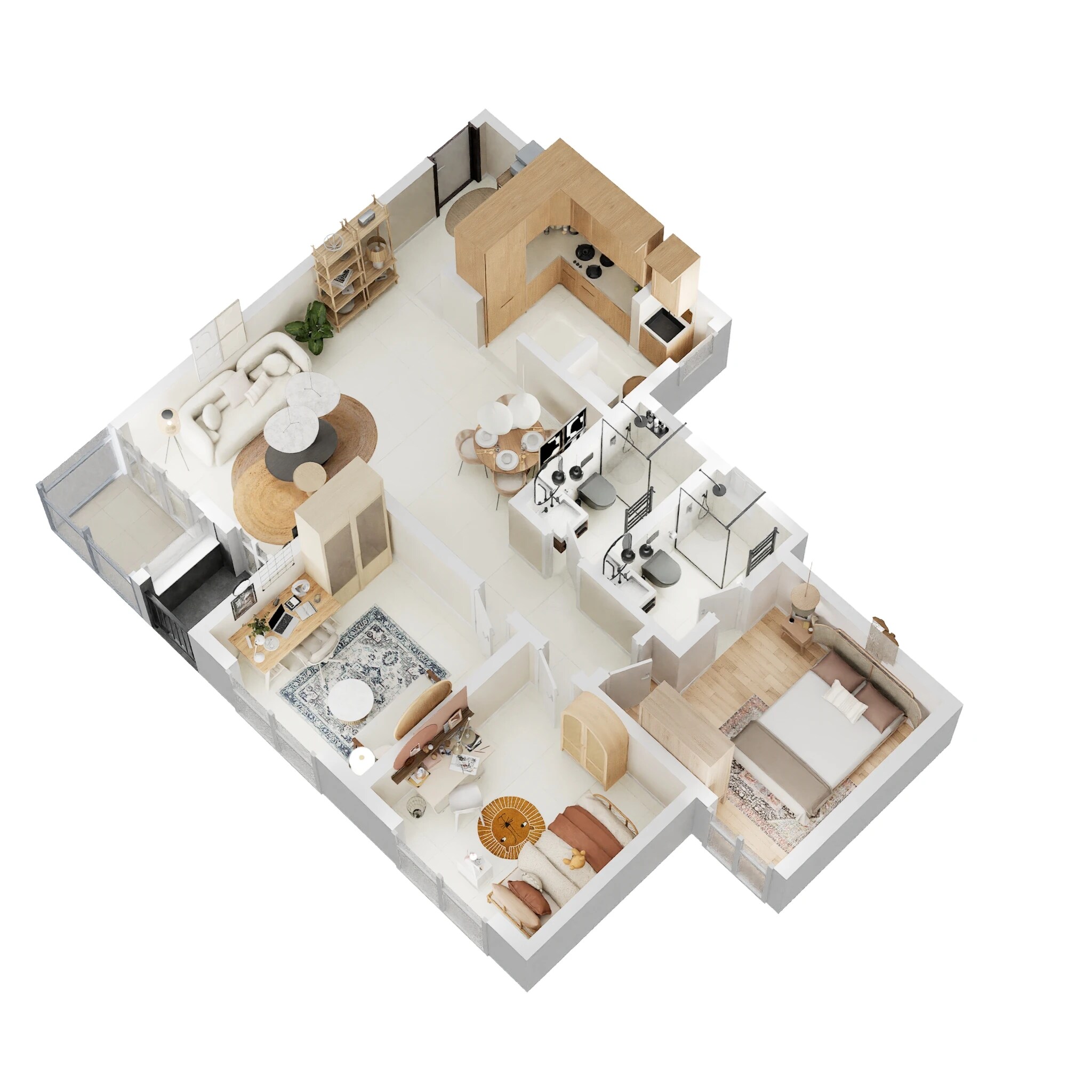 Floor plan of 3 BHK 1106 Sq. Ft. Apartment in Provident Park Square, Bangalore