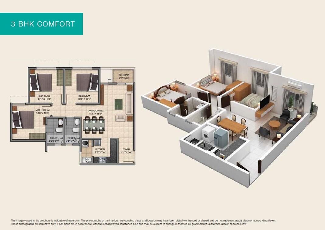  3 BHK Apartment at Provident Park Square, Kanakapura Road – for Rent