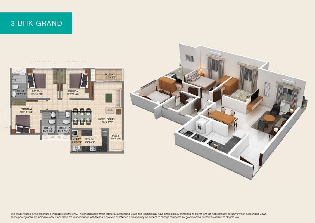 Other, provident-park-square 3 Bedroom 916 Sq.Ft. Apartment In Kanakapura Road Bangalore 8723298