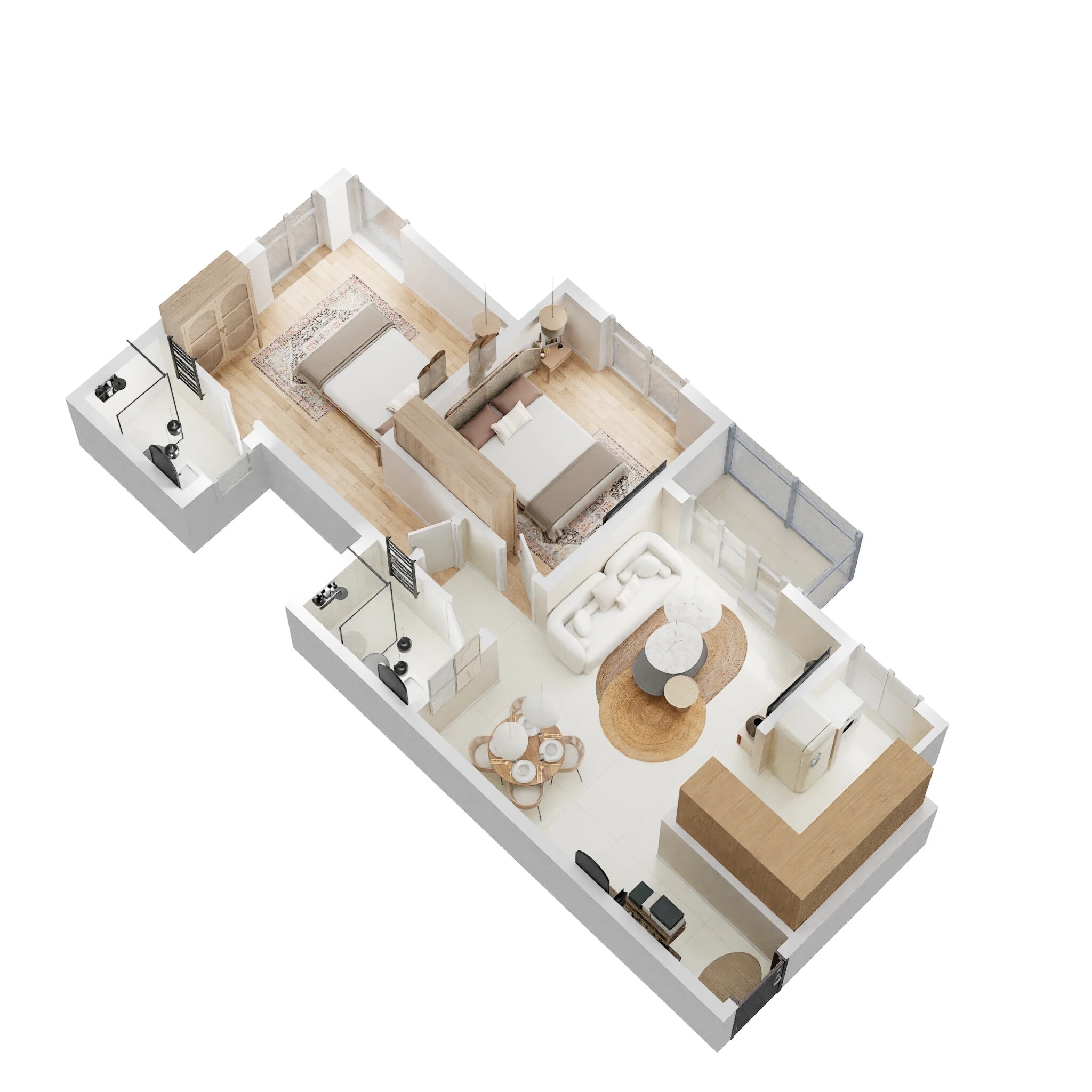 Floor plan of 2 BHK 883 Sq. Ft. Apartment in Provident Sundeck, Bangalore