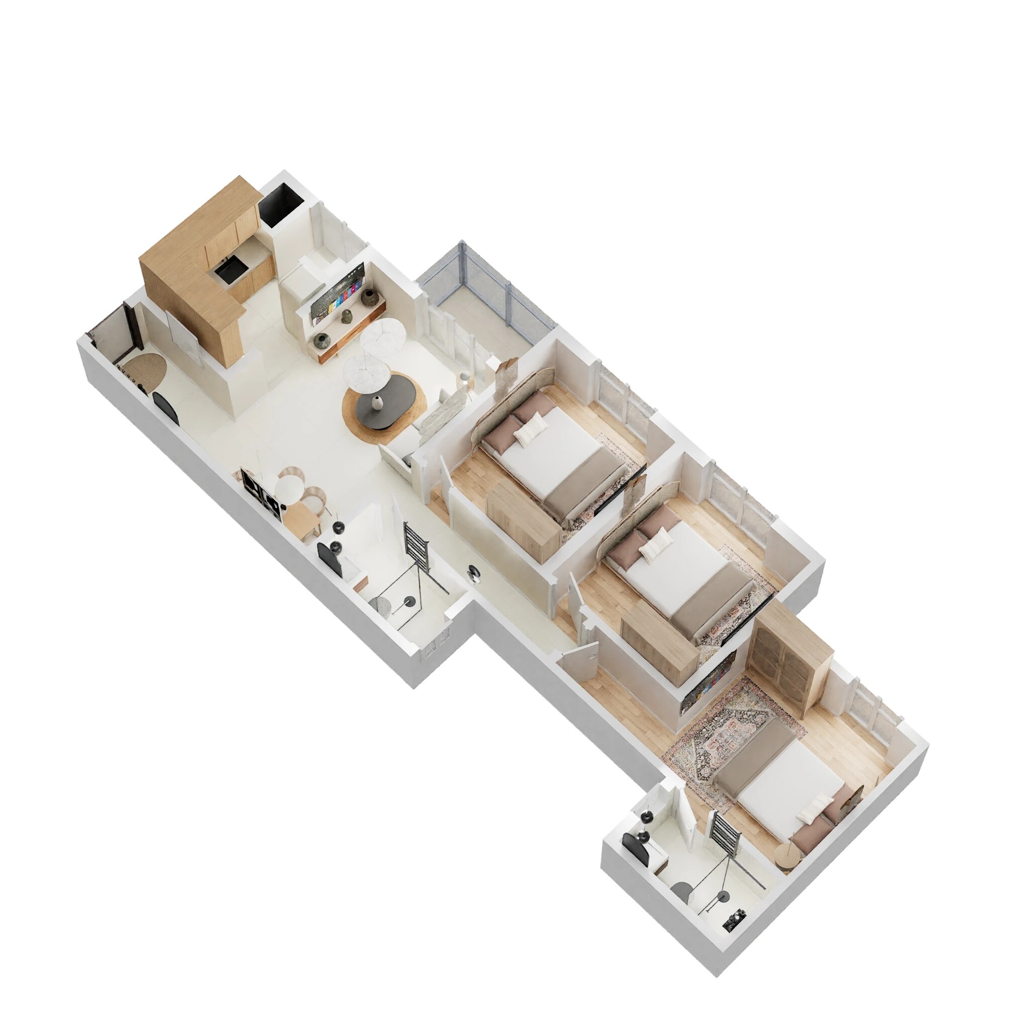 Floor plan of 3 BHK 1082 Sq. Ft. Apartment in Provident Sundeck, Bangalore