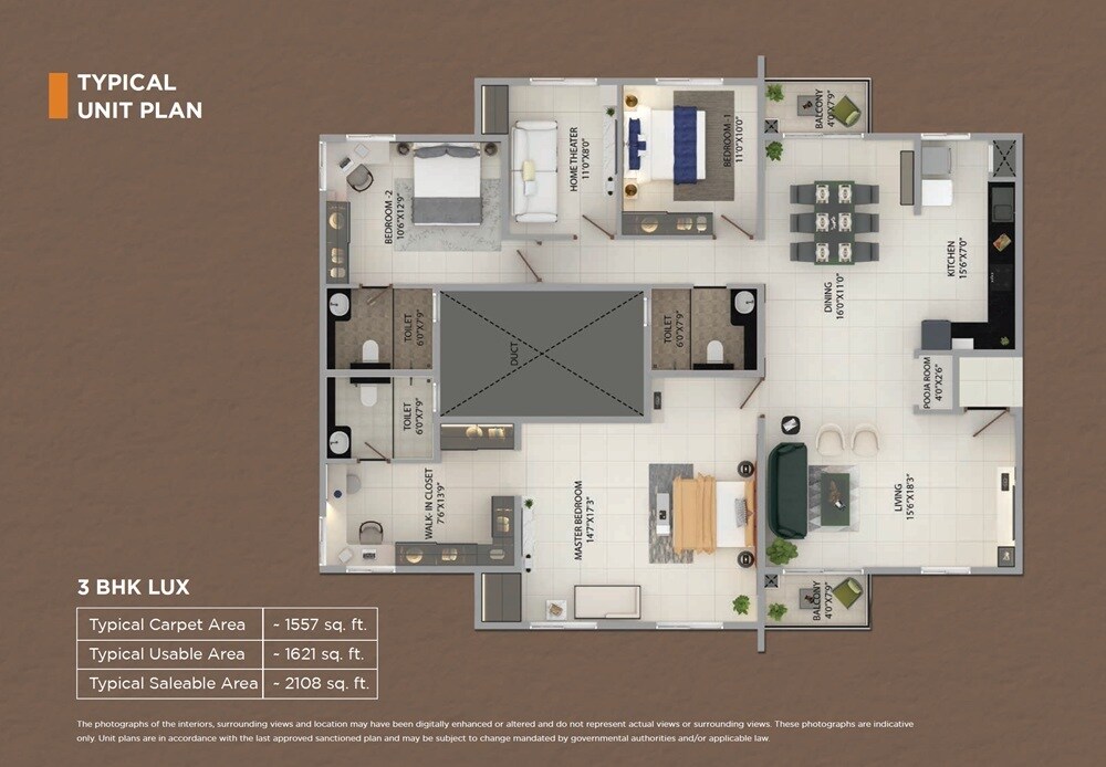 4 BHK 2108 Sq. Ft. Apartment